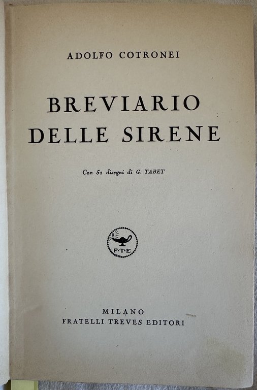 BREVIARIO DELLE SIRENE CON 51 DISEGNI DI G. TABET