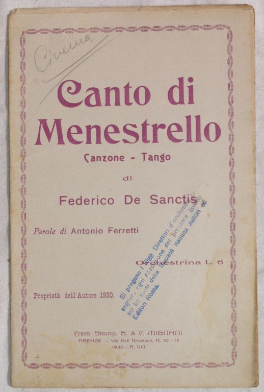 CANTO DI MENESTRELLO