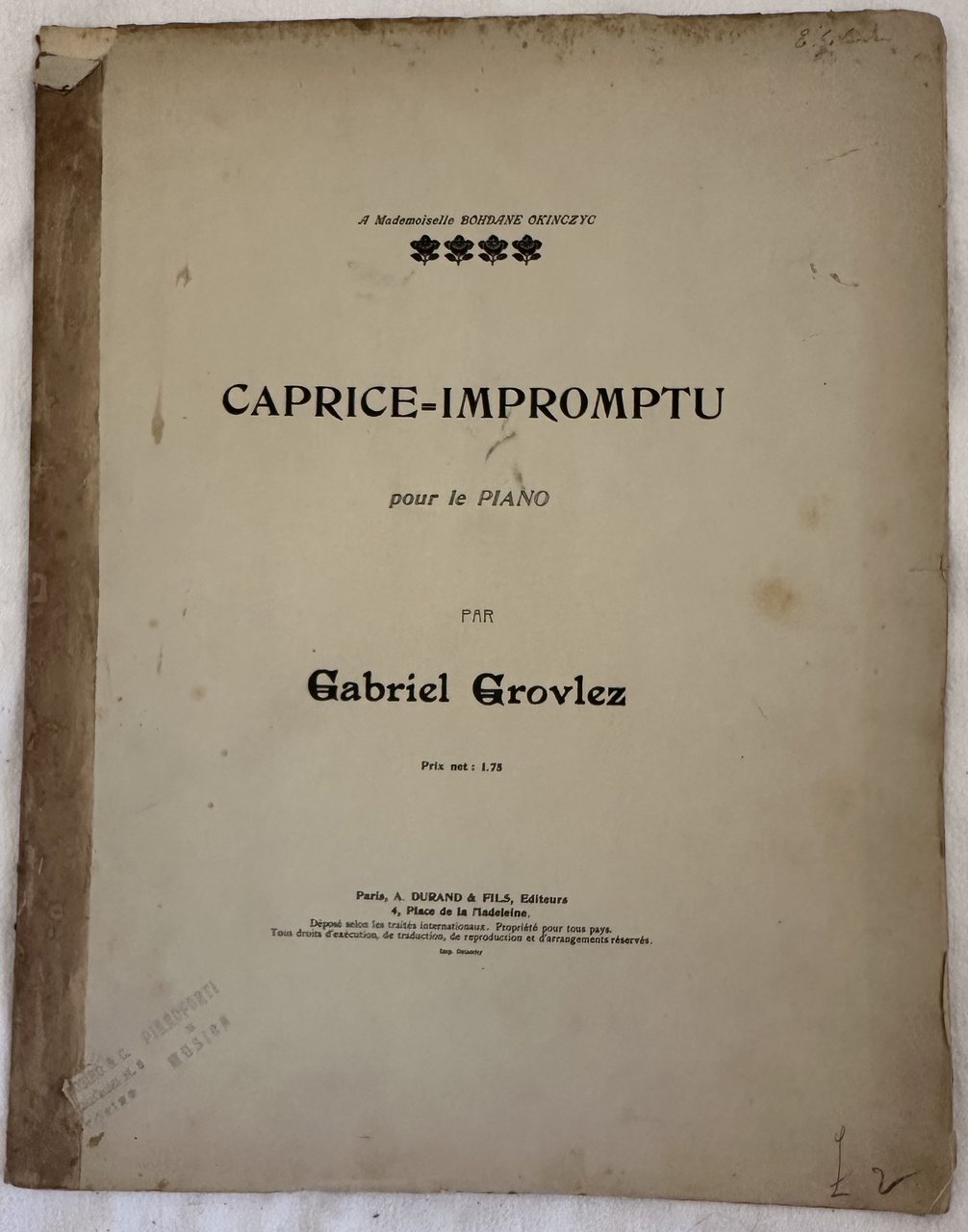 CAPRICE-IMPROMPTU POUR LE PIANO