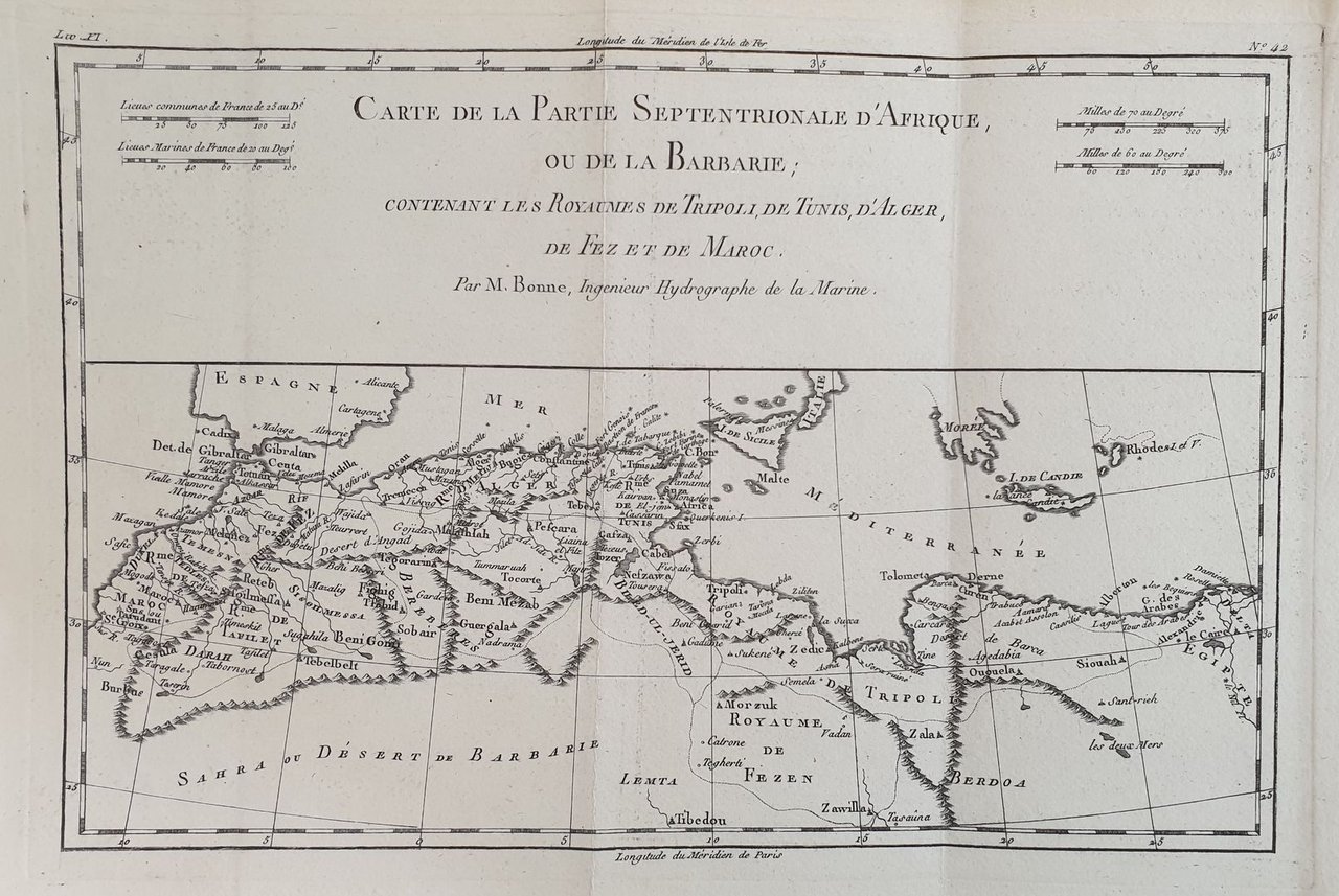 CARTE DE LA PARTIE SEPTENTRIONALE D’AFRIQUE OU DE LA BARBERIE …