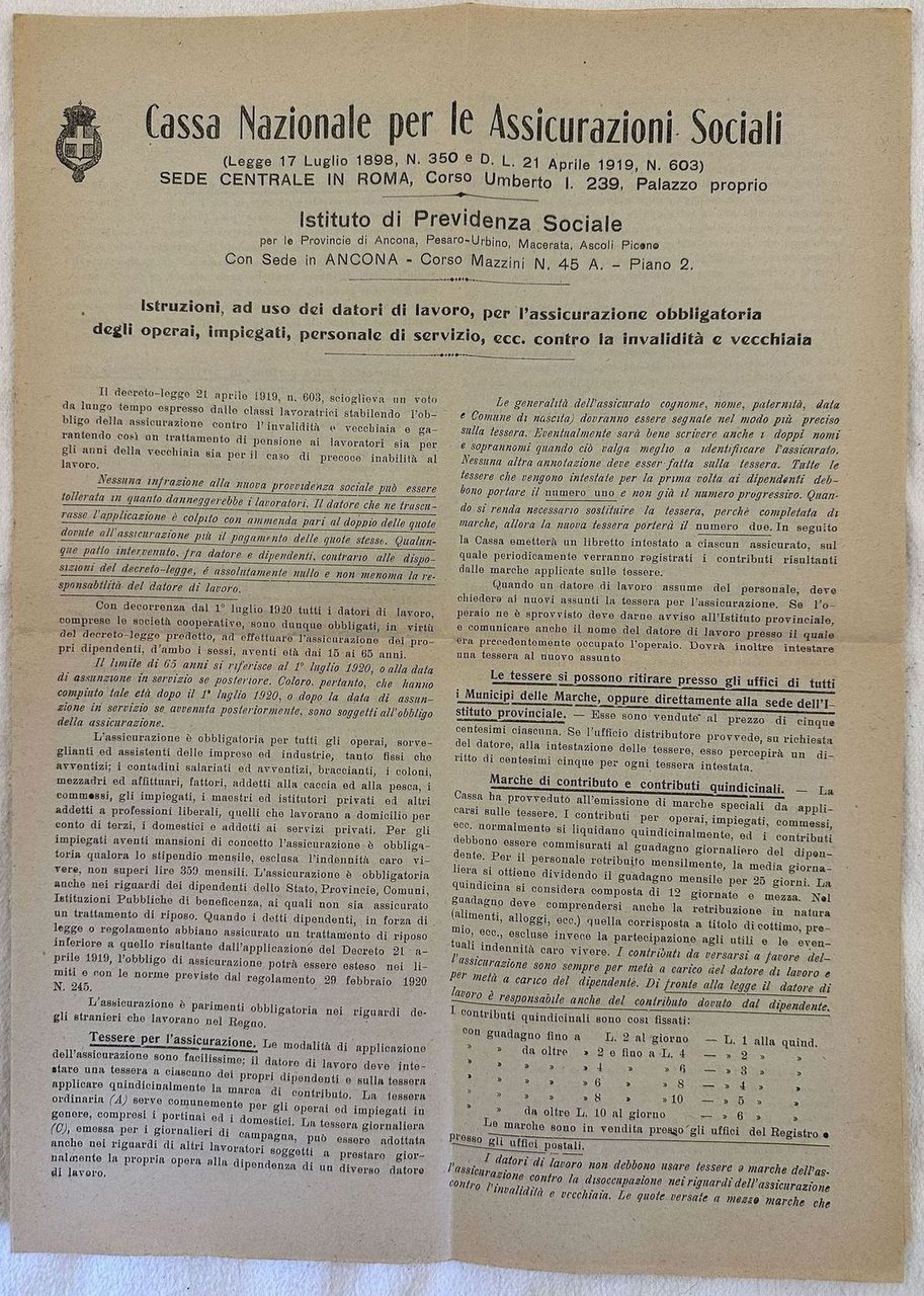 CASSA NAZIONALE PER LE ASSICURAZIONI SOCIALI ISTITUTO DI PREVIDENZA SOCIALE … | Immagine principale