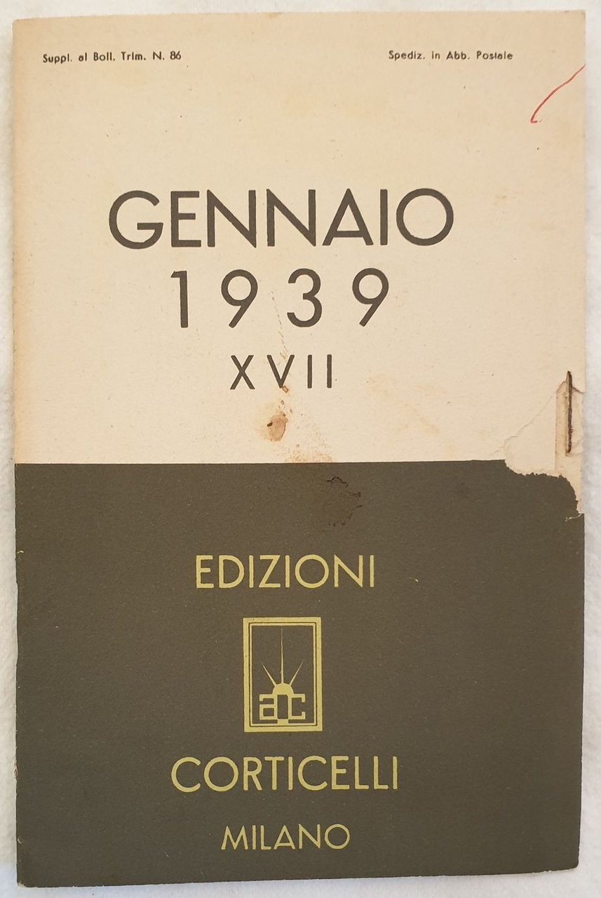 CATALOGO GENERALE DELLE EDIZIONI CORTICELLI MILANO 1939 XVII