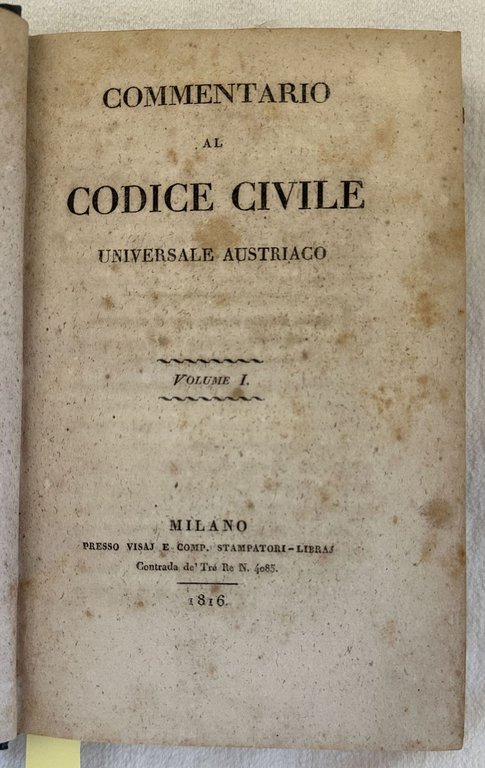 COMMENTARIO AL CODICE CIVILE UNIVERSALE AUSTRIACO