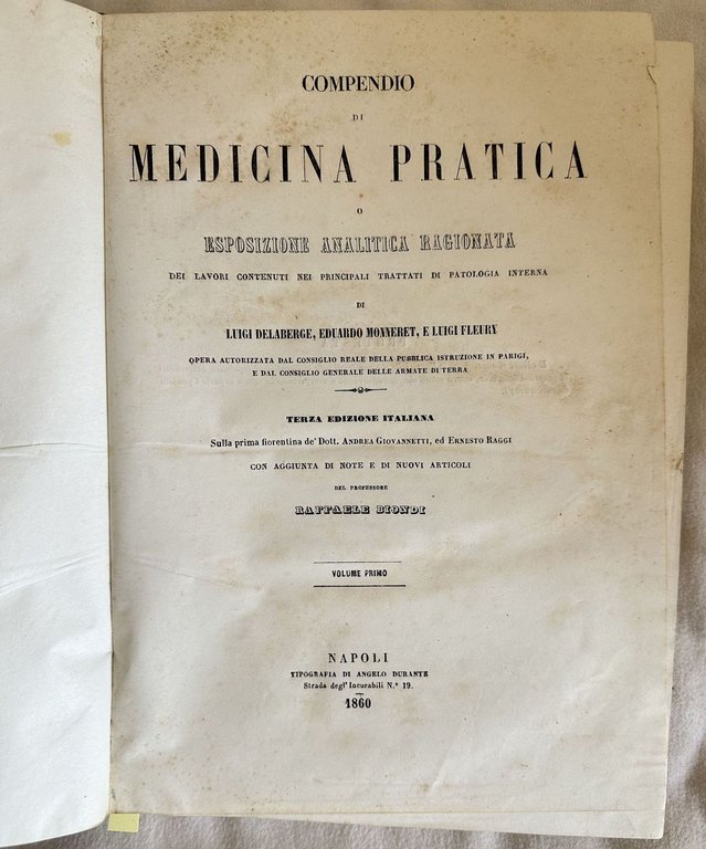 COMPENDIO DI MEDICINA PRATICA O ESPOSIZIONE ANALITICA RAGIONATA DEI LAVORI …