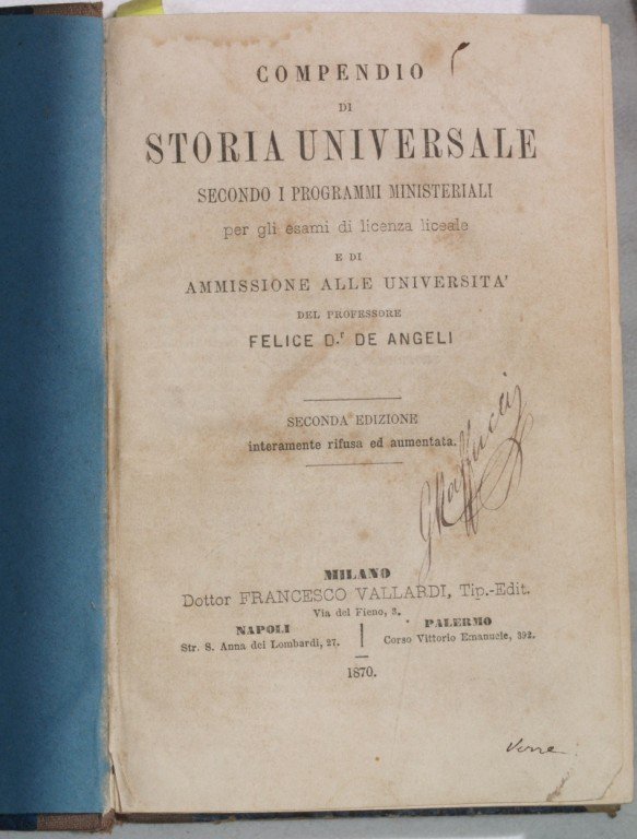 COMPENDIO DI STORIA UNIVERSALE SECONDO I PROGRAMMI MINISTERIALI PER GLI …