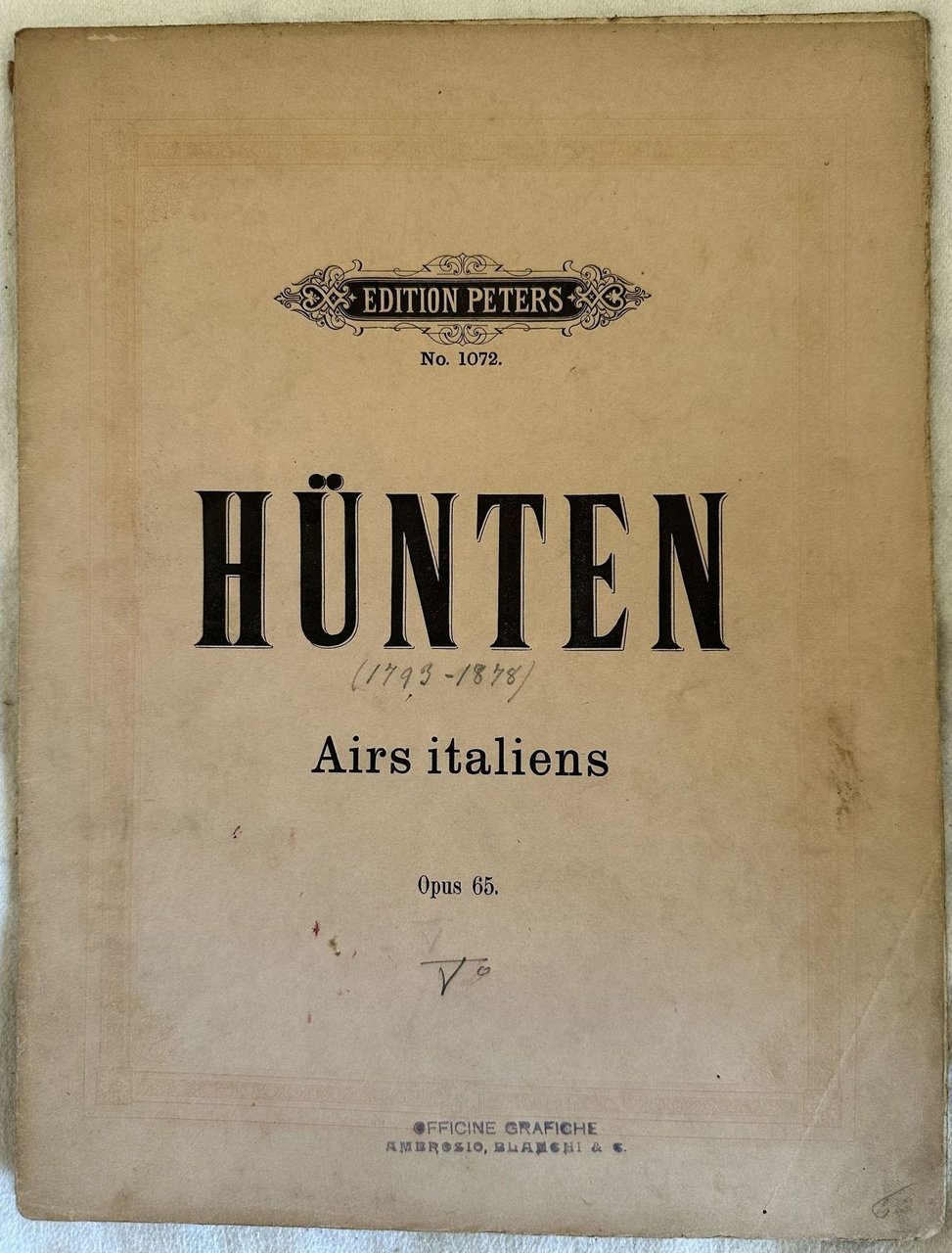 COMPOSITIONS CELEBRES POUR PIANO PAR FRANCOIS HUNTEN AIRS ITALIENS F. …