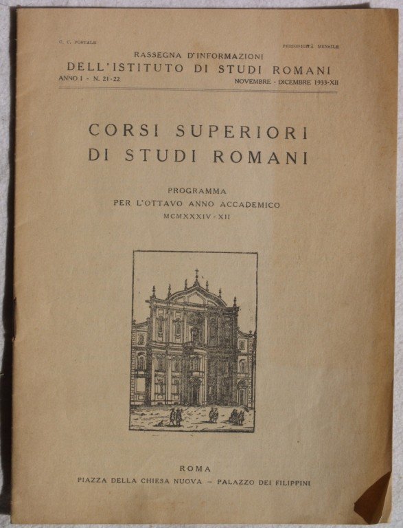 CORSI SUPERIORI DI STUDI ROMANI PROGRAMMA PER L'OTTAVO ANNO ACCADEMICO …
