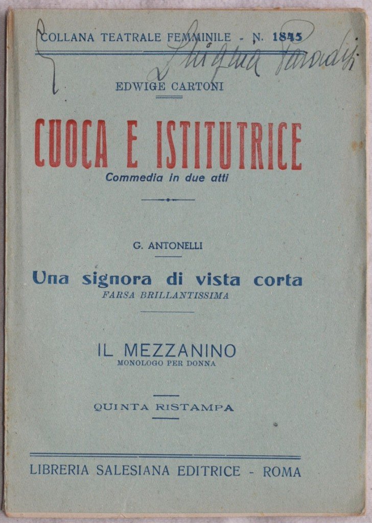 CUOCA E ISTITUTRICE COMMEDIA IN DUE ATTI