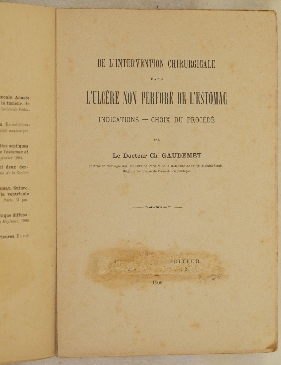 DE L'INTERVENTION CHIRURGICALE DANS L'ULCERE NON PERFORE DE L'ESTOMAC INDICATIONS …