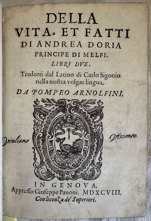 DELLA VITA ET FATTI DI ANDREA DORIA PRINCIPE DI MELFI