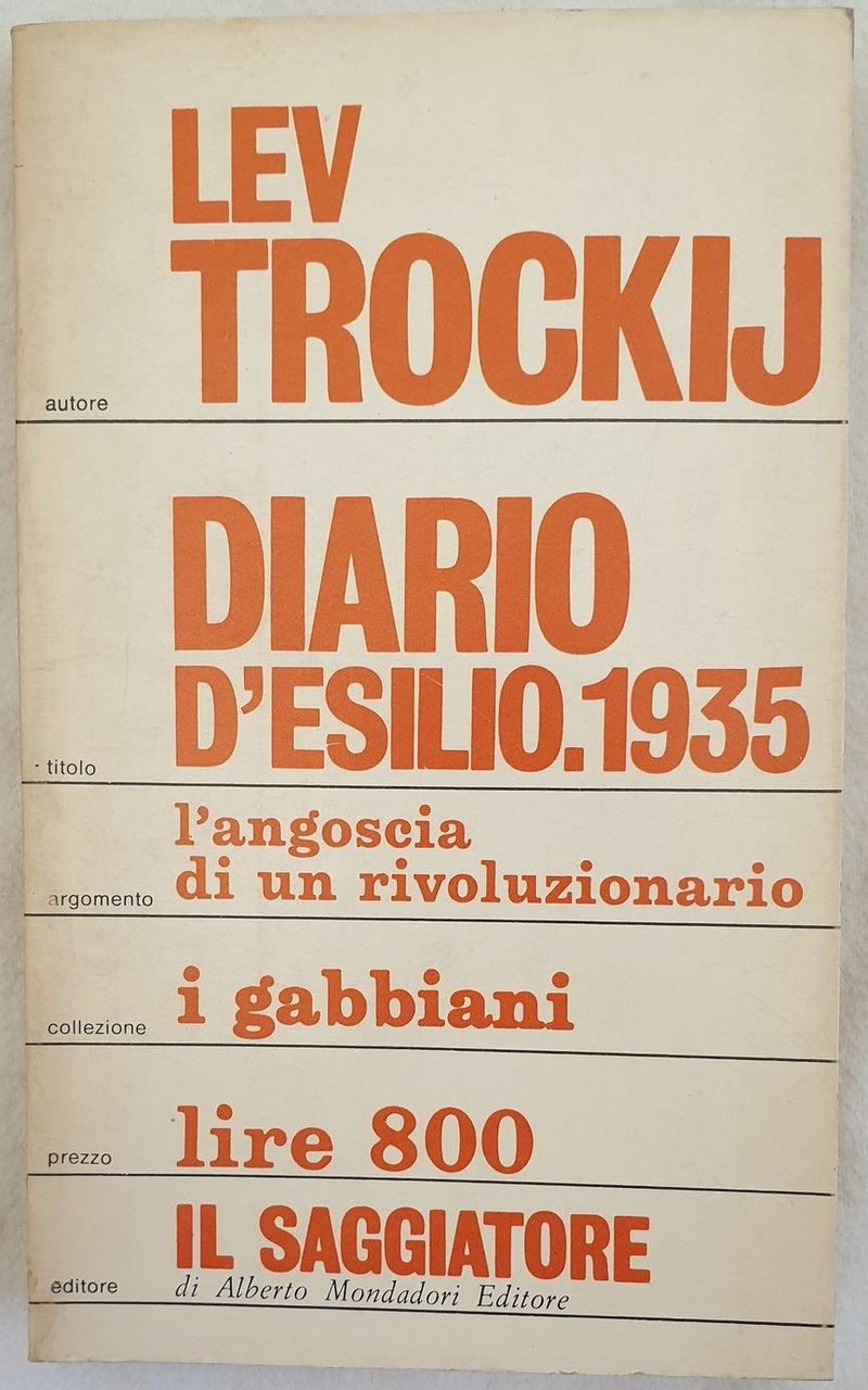 DIARIO D'ESILIO 1935 TRADUZIONE DI BRUNO MAFFI