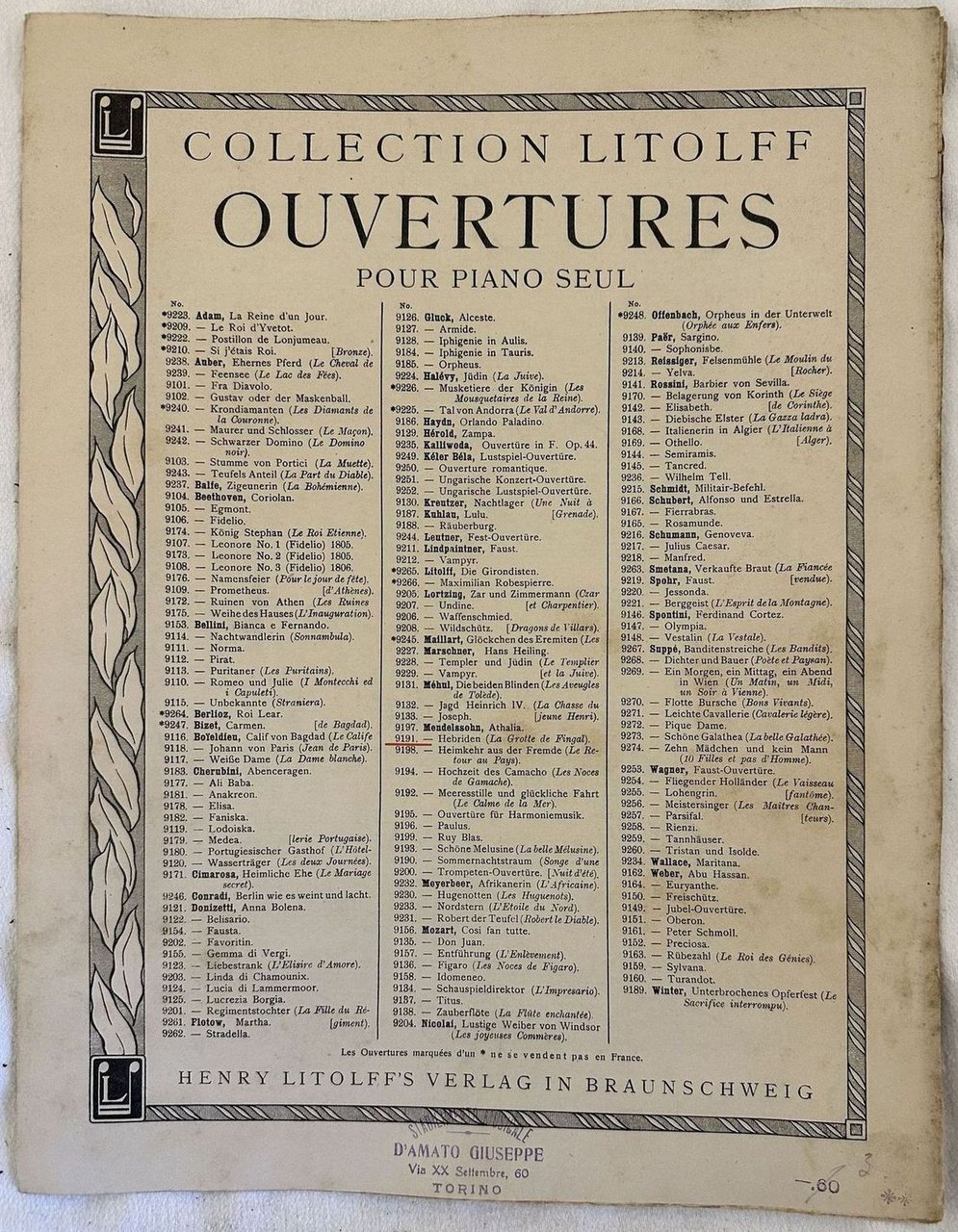 DIE HEBRIDEN (LA GROTTE DE FINGAL) F. MENDELSSOHN OP. 26