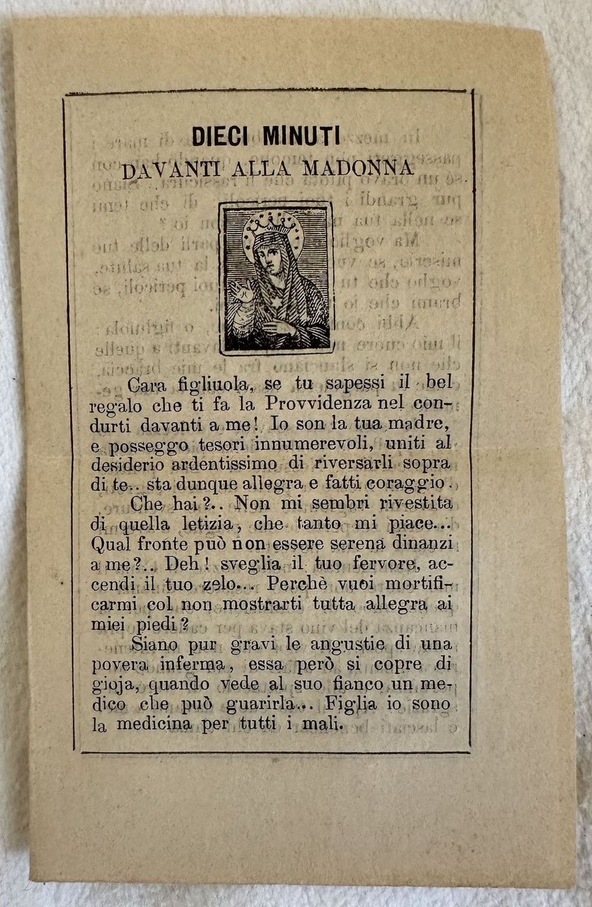 DIECI MINUTI DAVANTI ALLA MADONNA | Immagine principale