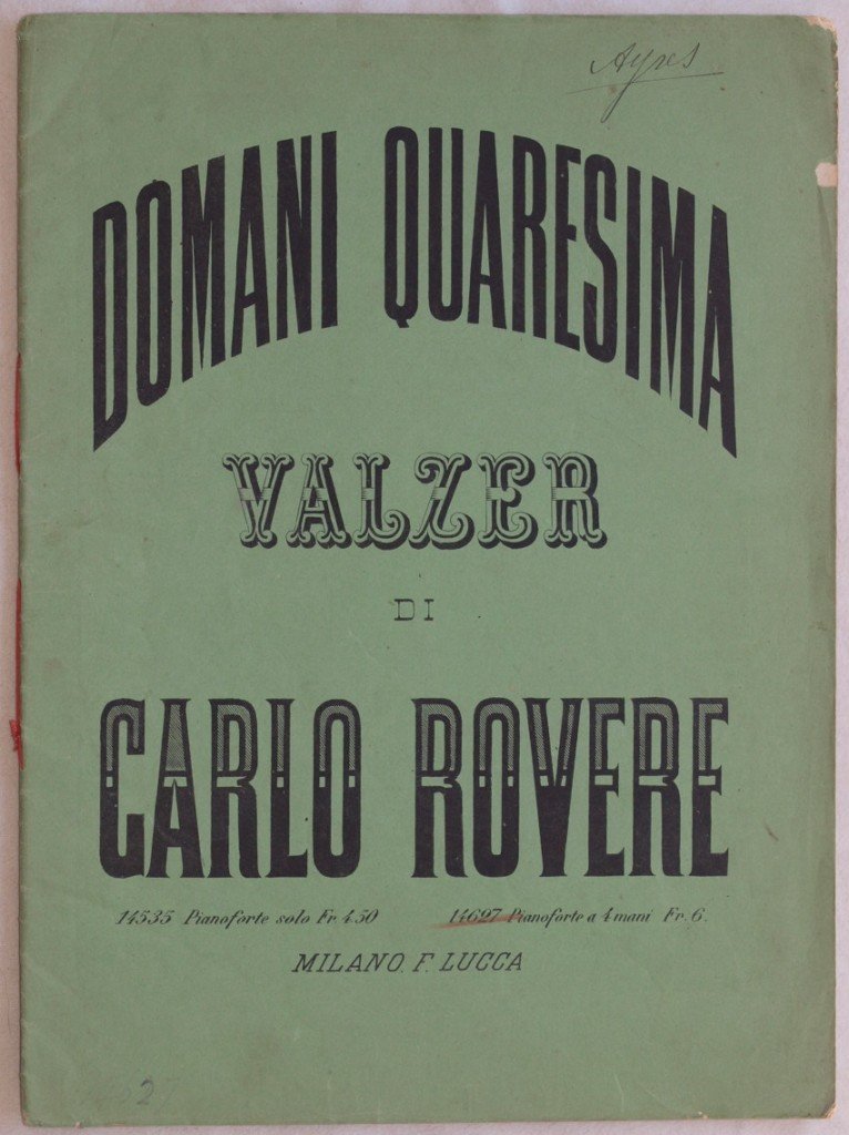 DOMANI QUARESIMA VALZER DI CARLO ROVERE