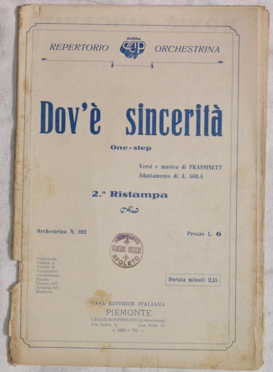 DOV'E SINCERITA