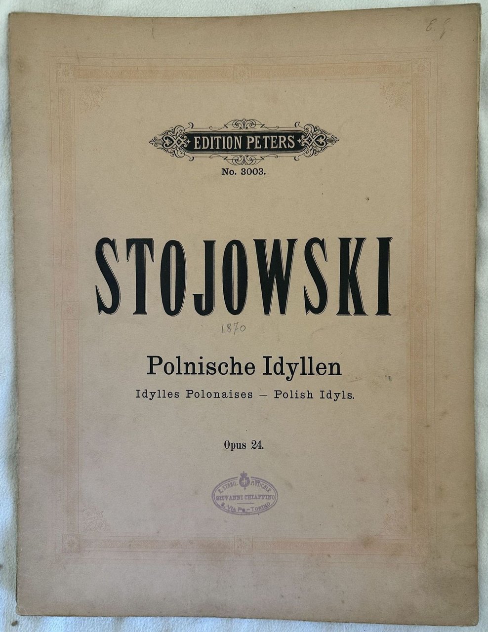 EDUARD RISLER POLNISCHE IDYLLEN FUR DAS PIANOFORTE VON SIGISMUND STOJOWSKI …