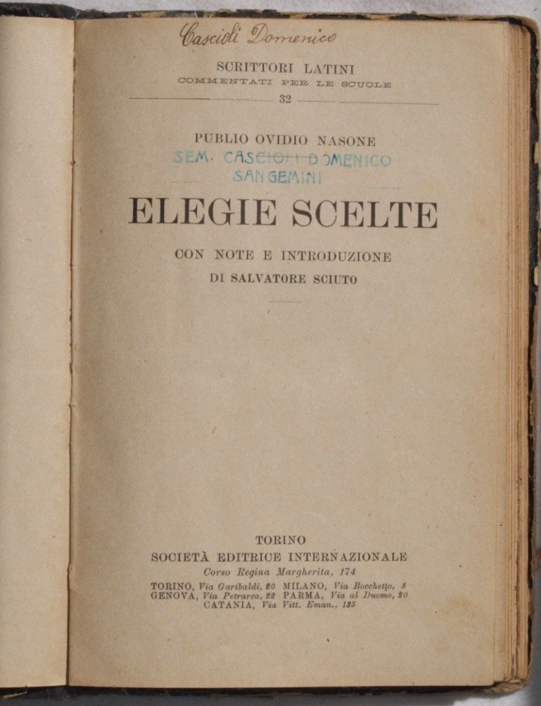 ELEGIE SCELTE CON NOTE E INTRODUZIONE DI SALVATORE SCIUTO unito … | Immagine principale