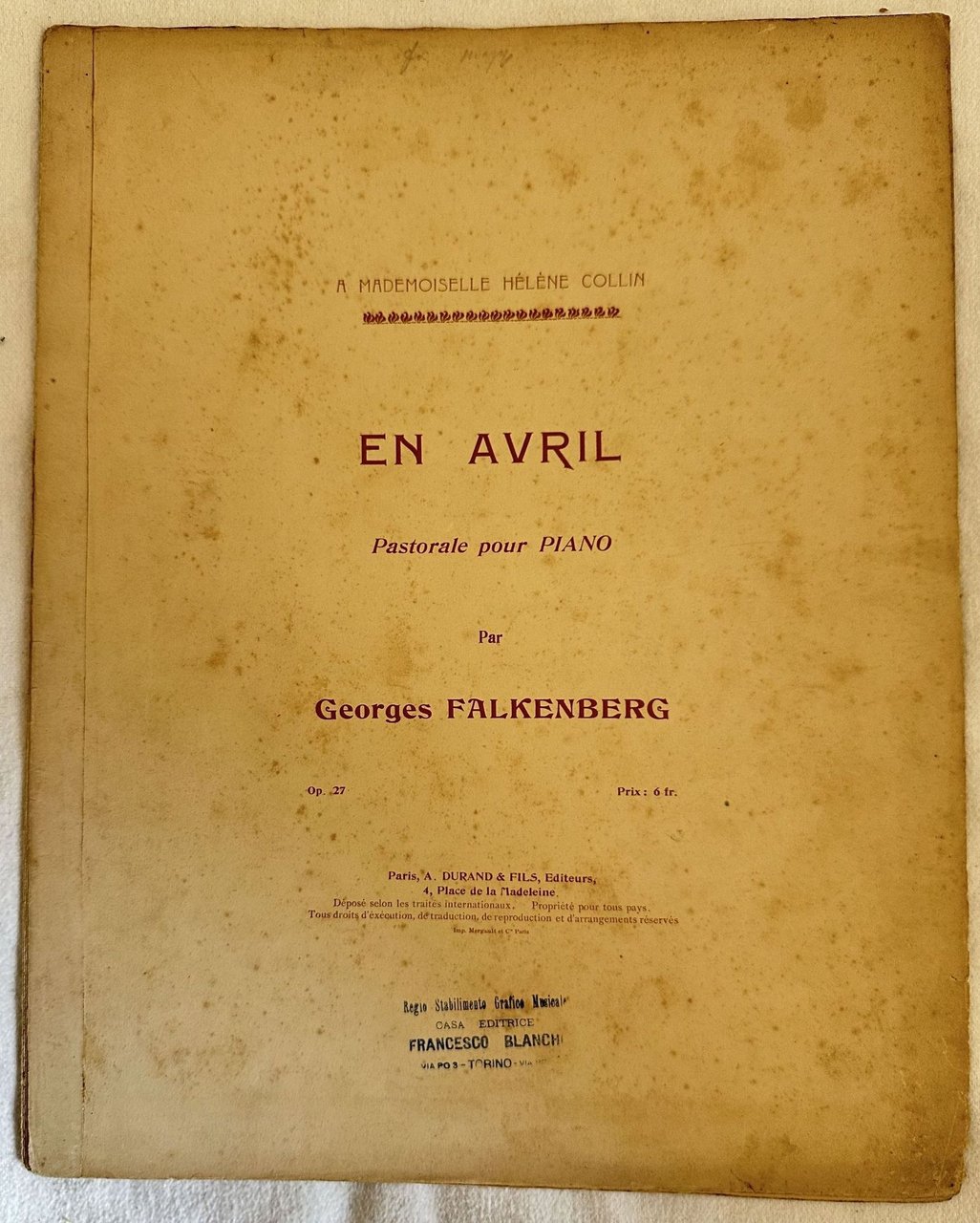 EN AVRIL PASTORALE POUR PIANO OP. 27 | Immagine principale