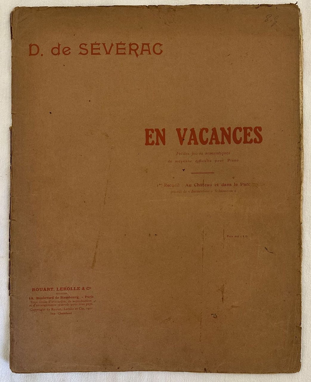 EN VACANCES PETITES PIECES ROMANTIQUES DE MOYENNE DIFFICULTE POUR PIANO