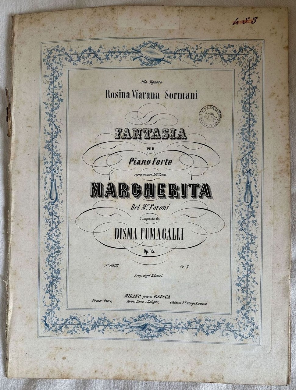 FANTASIA PER PIANOFORTE COMPOSTA DA DISMA FUMAGALLI OP. 35