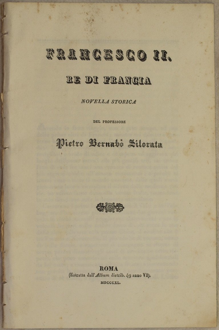 FRANCESCO II RE DI FRANCIA NOVELLA STORICA