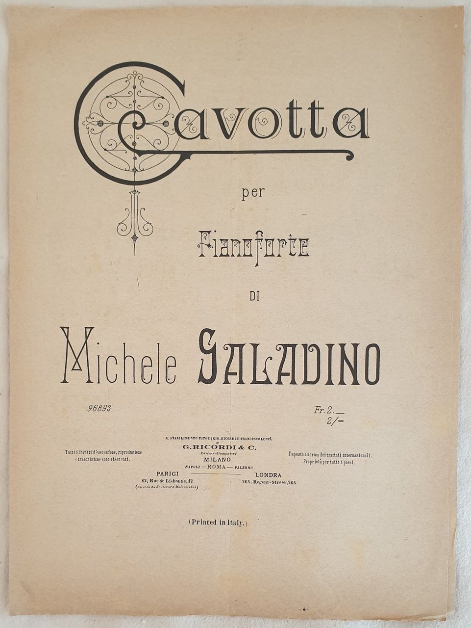 GAVOTTA PER PIANOFORTE