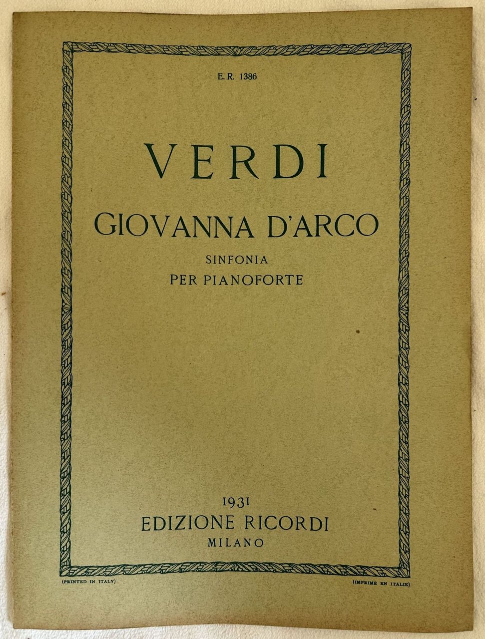 GIOVANNA D'ARCO SINFONIA PER PIANOFORTE