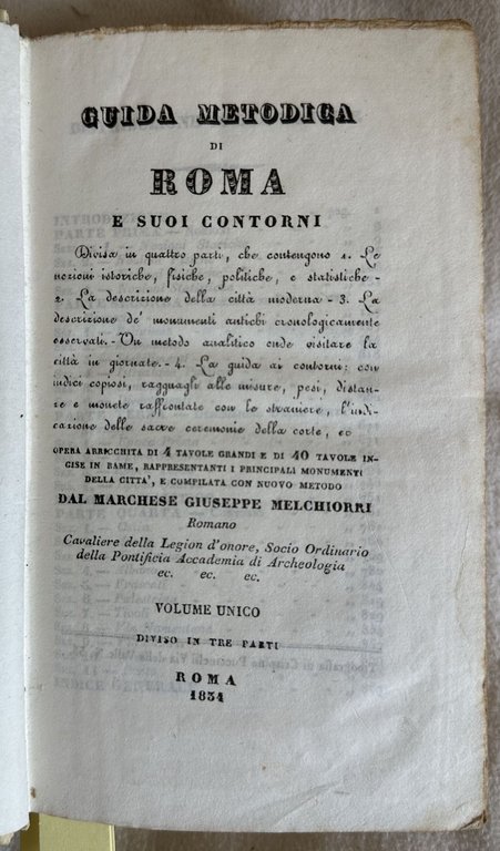 GUIDA METODICA DI ROMA E SUOI CONTORNI DIVISA IN QUATTRO …