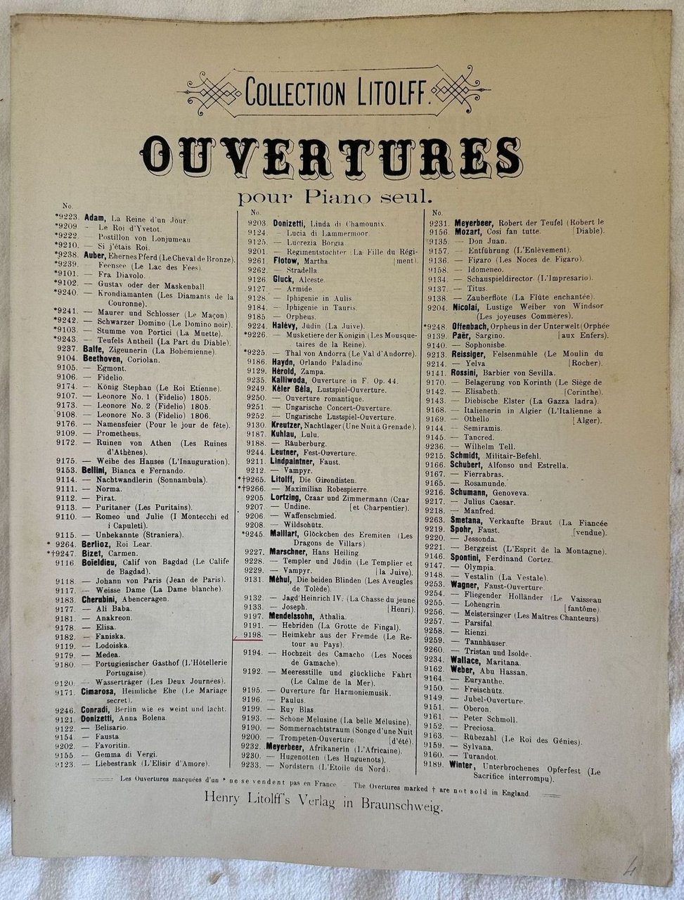 HEIMKEHR AUS DER FREMDE OP. 89