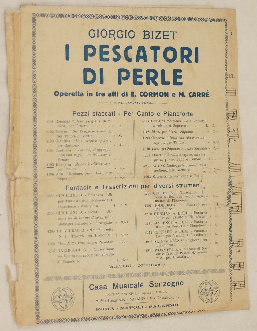 I PESCATORI DI PERLE OPERETTA IN TRE ATTI DI E. …