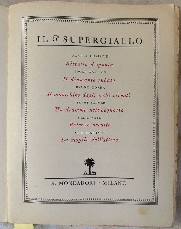 IL 5 SUPERGIALLO RITRATTO D'IGNOTA IL DIAMANTE RUBATO IL MANICHINO …