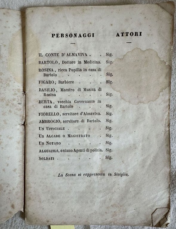 IL BARBIERE DI SIVIGLIA DRAMMA BUFFO PER MUSICA