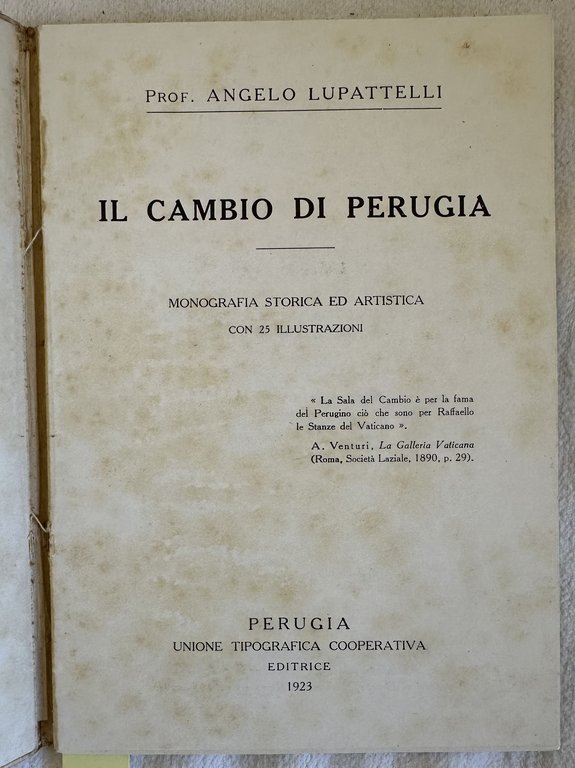 IL CAMBIO DI PERUGIA MONOGRAFIA STORICA ED ARTISTICA CON 25 …