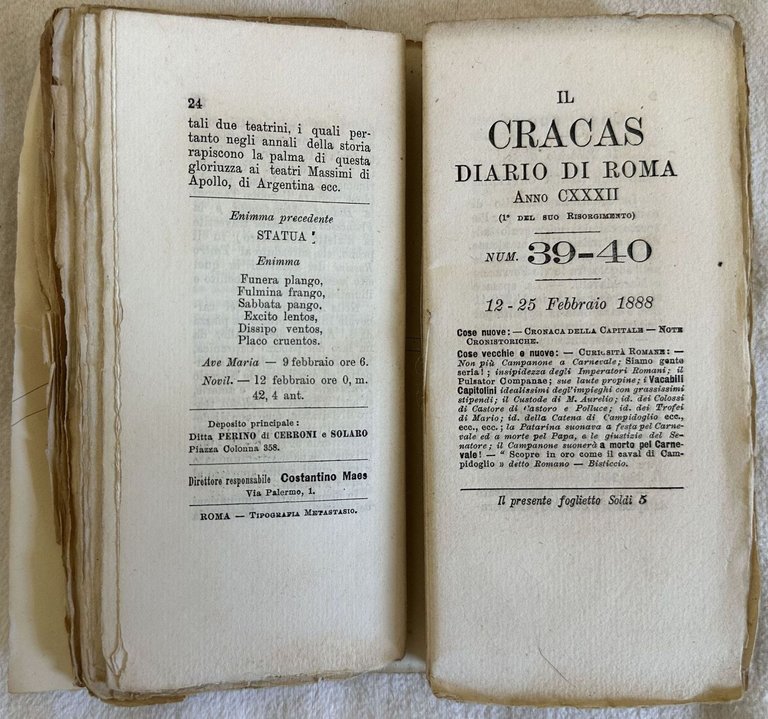 IL CRACAS DIARIO DI ROMA ANNO 1887-1888-1889 | Immagine Gallery 3