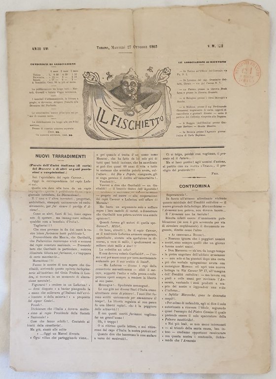 IL FISCHIETTO TORINO 27 OTTOBRE 1863 TIP. LETTERARIA | Immagine Gallery 2