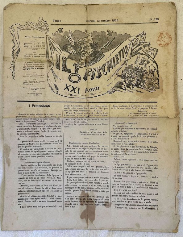 IL FISCHIETTO TORINO MARTEDI 13 OTTOBRE 1868 | Immagine Gallery 2