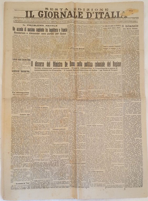 IL GIORNALE D'ITALIA ROMA MERCOLEDI 25 FEBBRAIO 1931 | Immagine Gallery 2