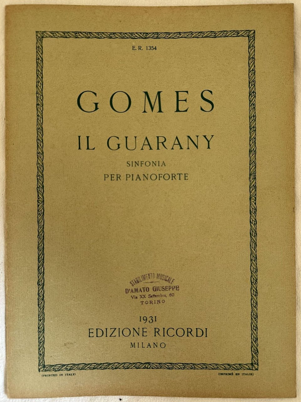 IL GUARANY SINFONIA PER PIANOFORTE
