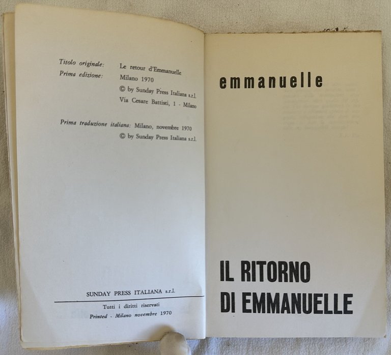 IL RITORNO DI EMMANUELLE