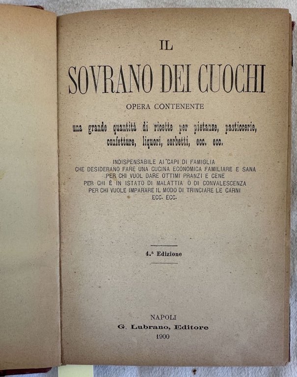 IL SOVRANO DEI CUOCHI OPERA CONTENENTE UNA GRANDE QUANTITA DI …