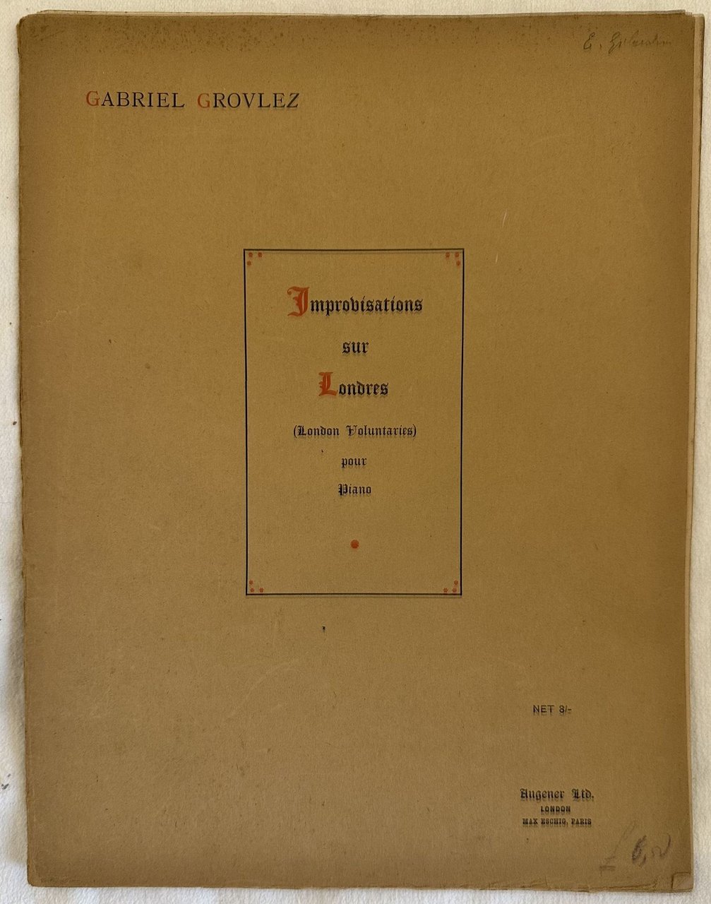 IMPROVISATIONS SUR LONDRES (LONDON VOLUNTARIES) POUR PIANO