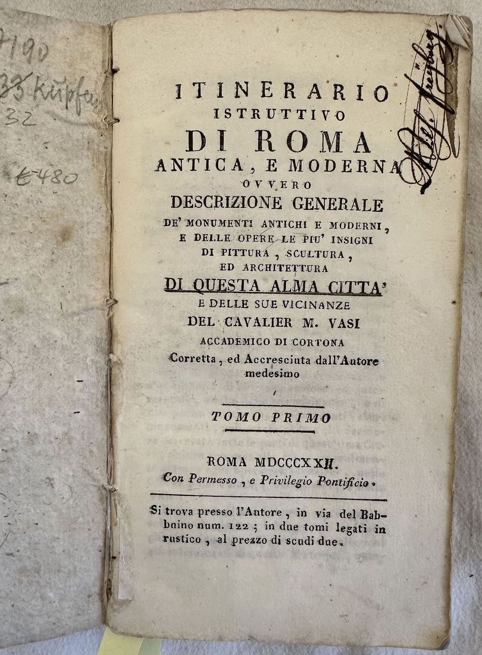 ITINERARIO ISTRUTTIVO DI ROMA ANTICA E MODERNA OVVERO DESCRIZIONE GENERALE …