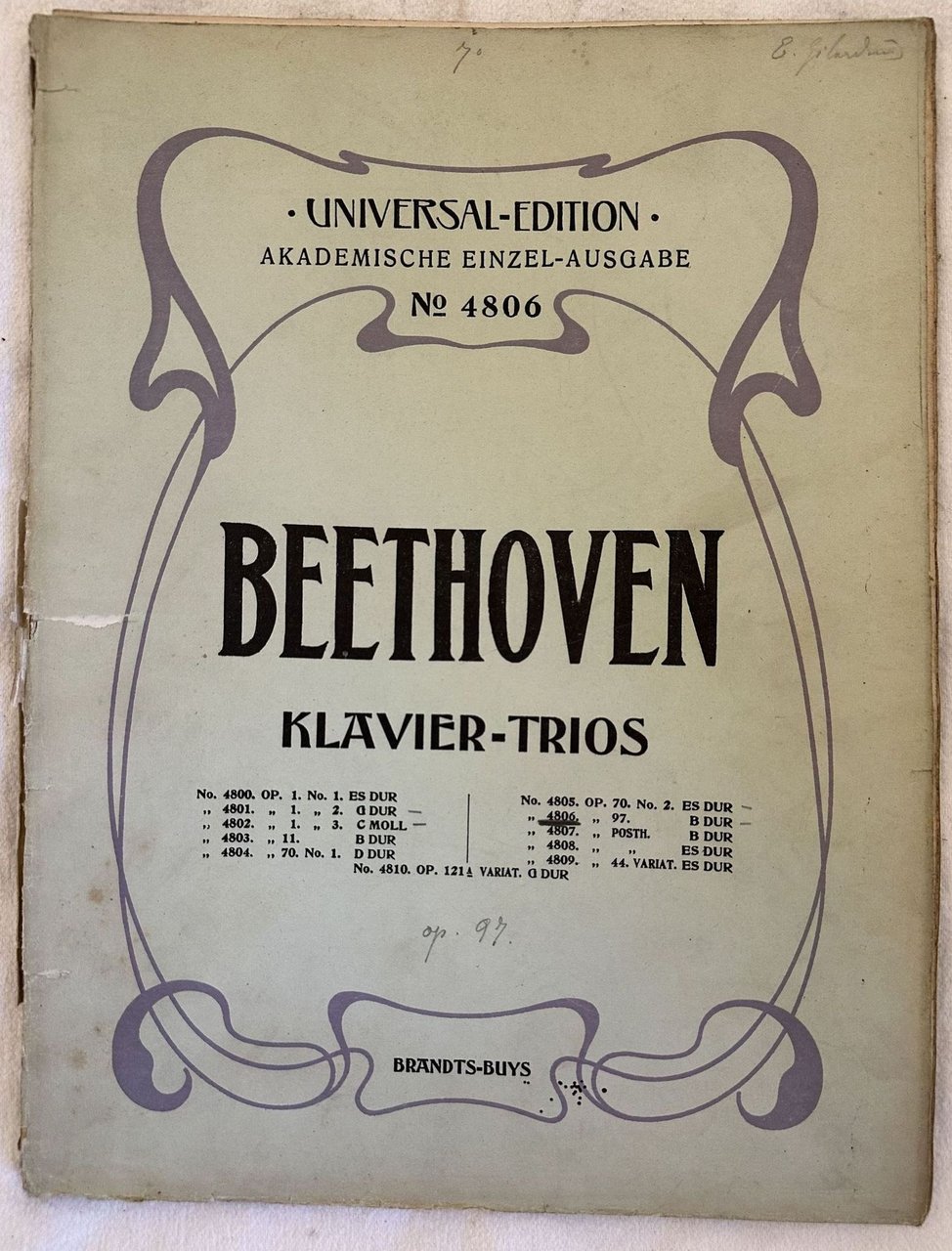 KLAVIER TRIOS OP. 97 | Immagine principale