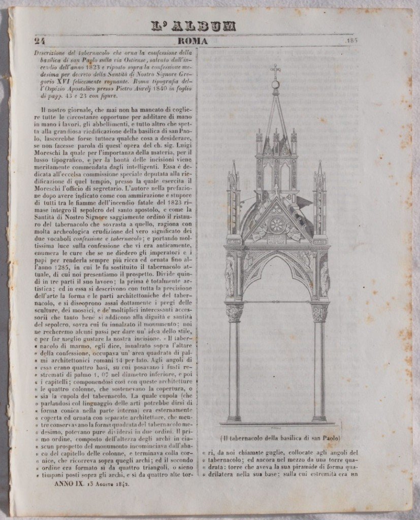 L'ALBUM DI ROMA 13 AGOSTO 1842
