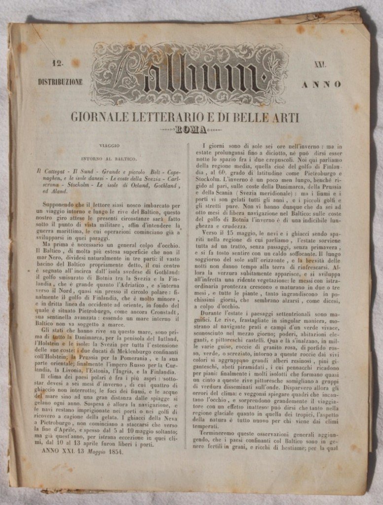 L'ALBUM DI ROMA 13 MAGGIO 1854