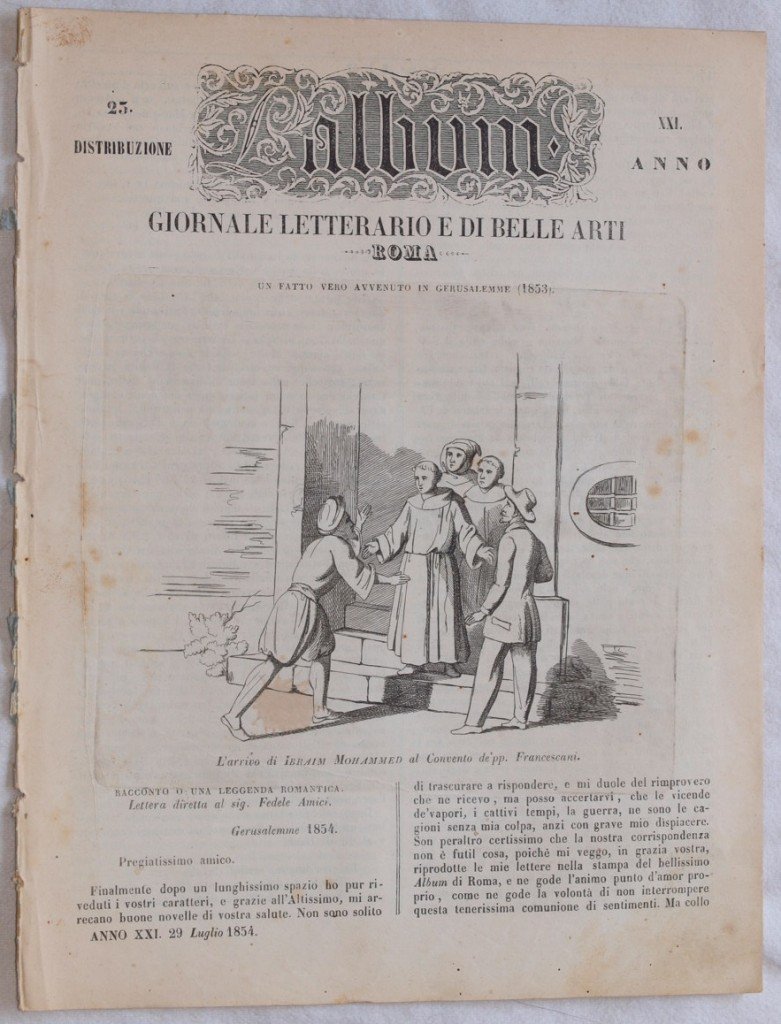 L'ALBUM DI ROMA 29 LUGLIO 1854 ANNO XXIV