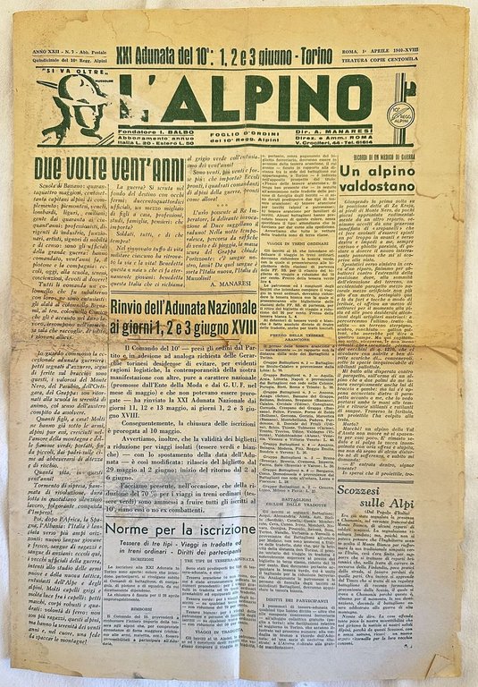 L'ALPINO N. 7 ROMA 1 APRILE 1940 | Immagine Gallery 2