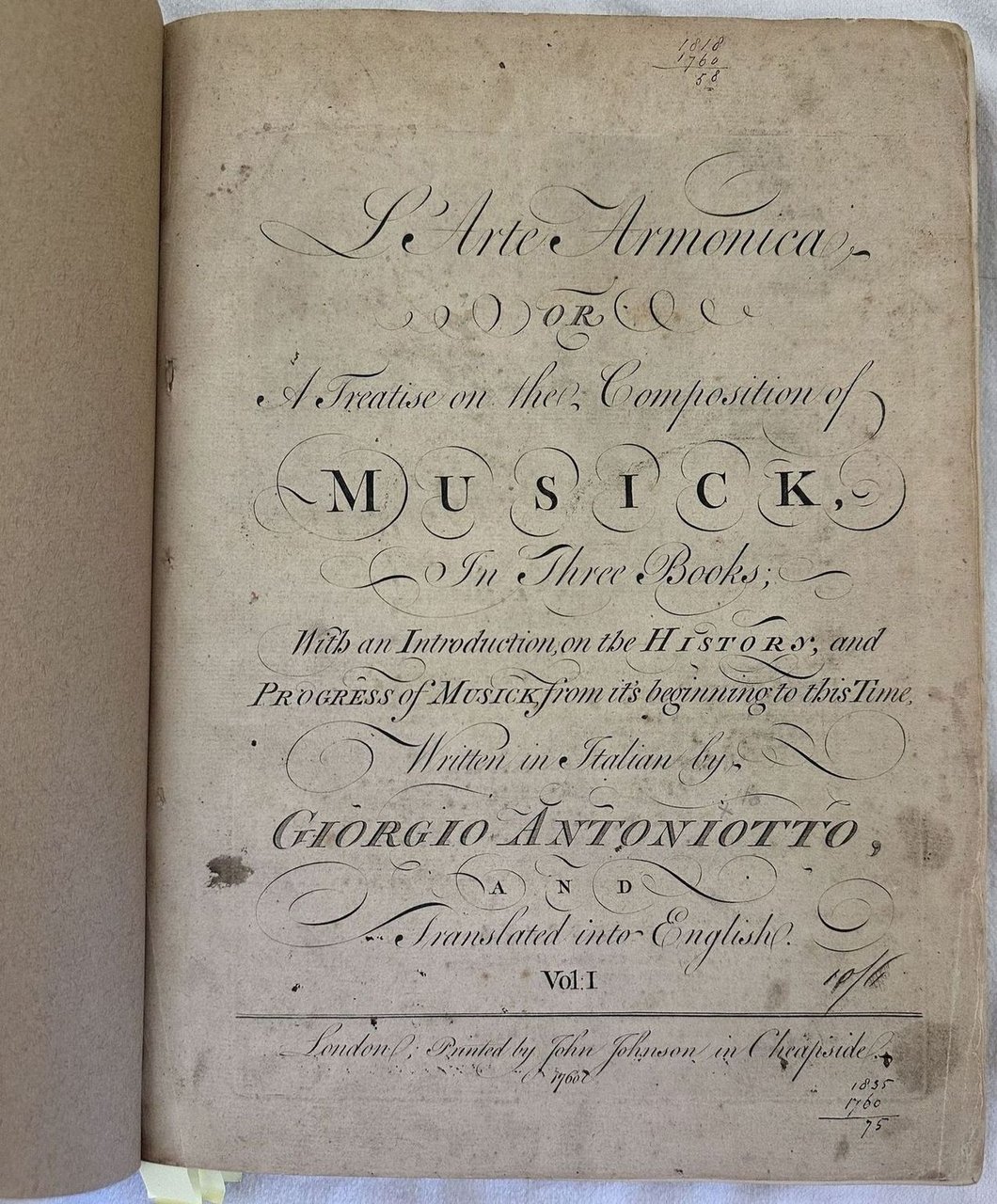 L'ARTE ARMONICA OR A TREATISE ON THE COMPOSITION OF MUSICK …