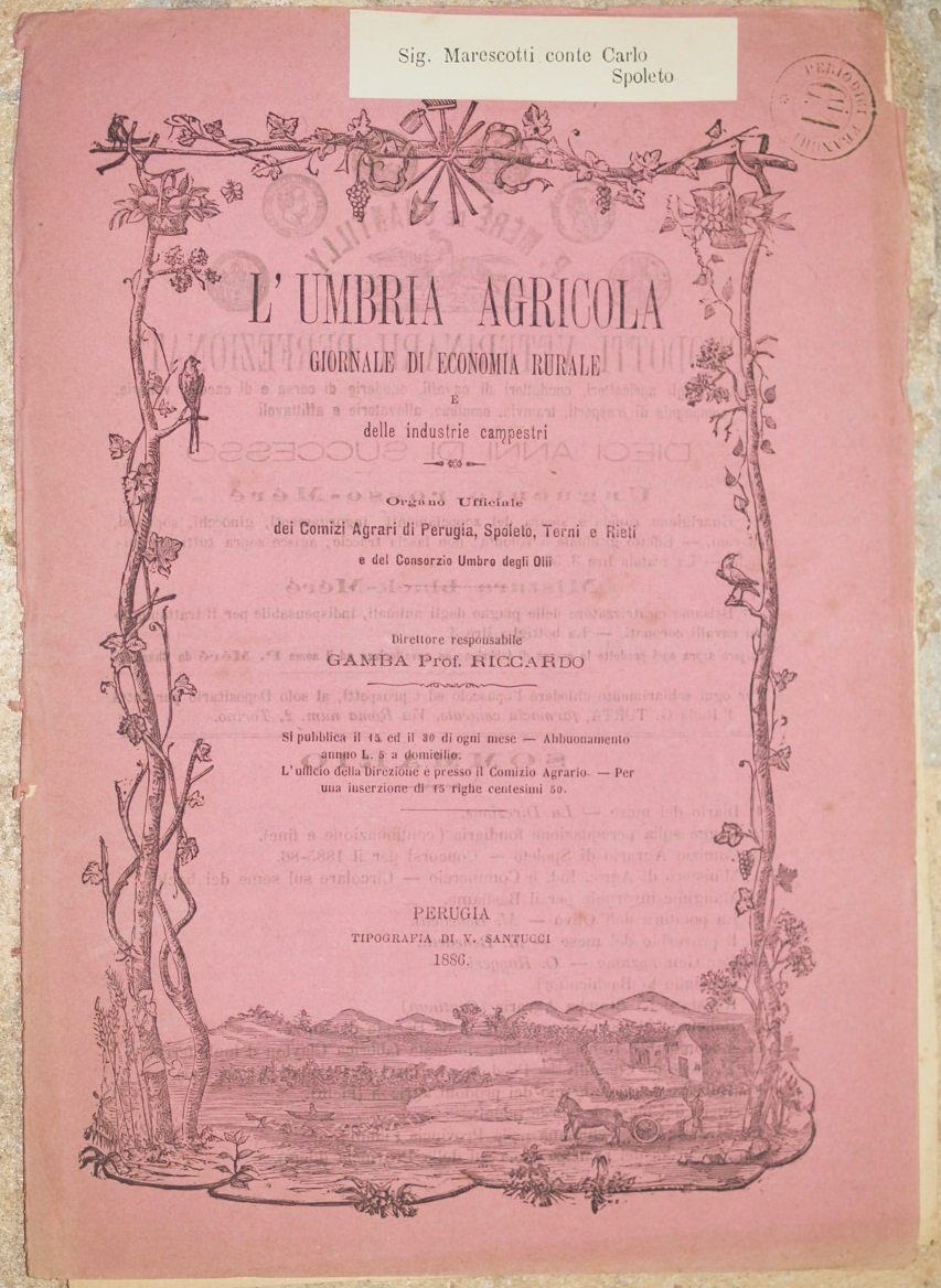 L'UMBRIA AGRICOLA GIORNALE DI ECONOMIA RURALE E DELLE INDUSTRIE CAMPESTRI …