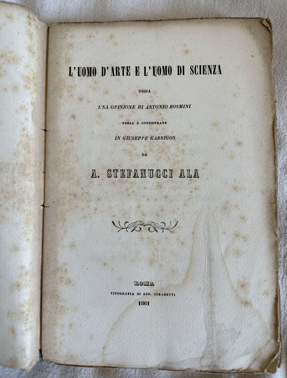 L'UOMO D'ARTE E L'UOMO DI SCIENZA OSSIA UNA OPINIONE DI …